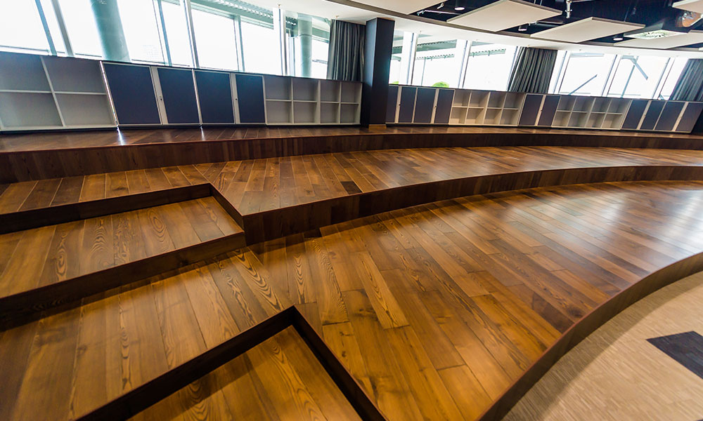 Commercial wood floor installation 